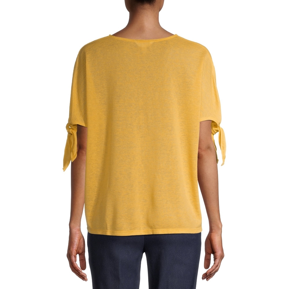 Time and Tru Women's V-Neck Tie Detail T-Shirt - Picture 4 of 6